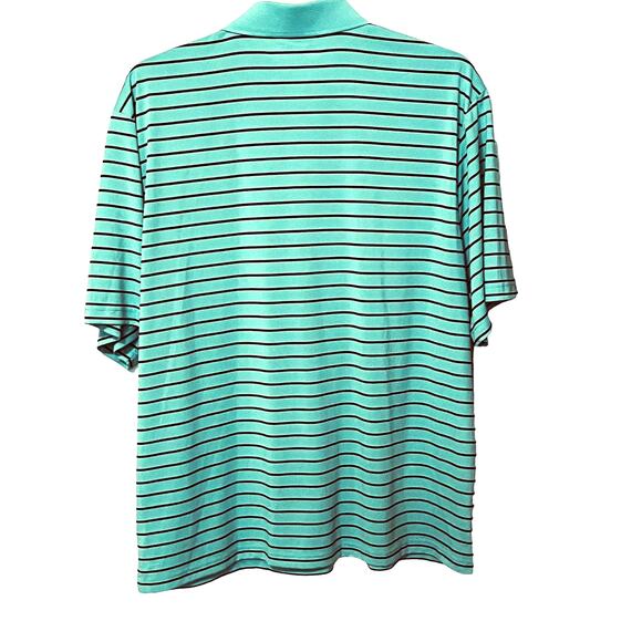 ROUNDTREE & YORKE SHORT SLEEVES POLO, MENS, XXL, TEAL BLUE & BLACK STRIPES - Picture 4 of 10